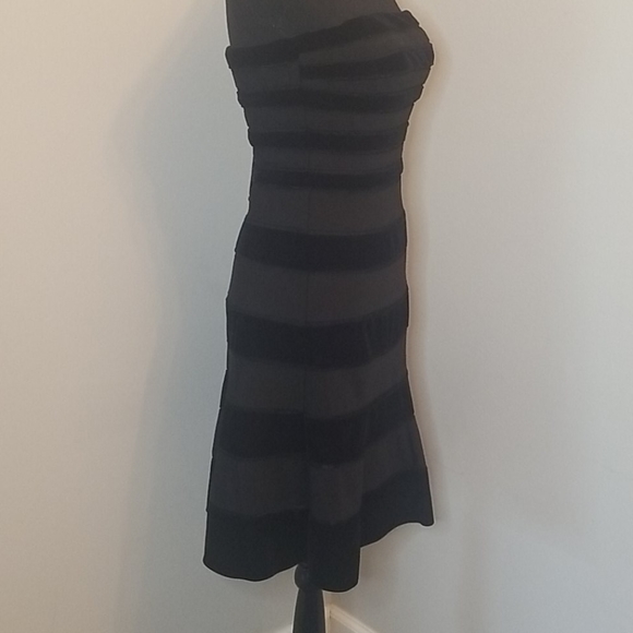 Black Striped Dress with Velvet - Picture 6 of 6